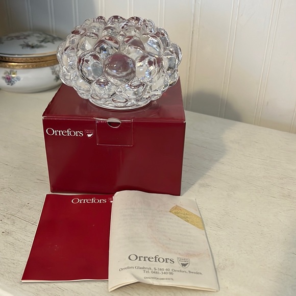 Orrefors hallon NWT raspberry bubble votive candle holder Anne Nilsson - Picture 1 of 6